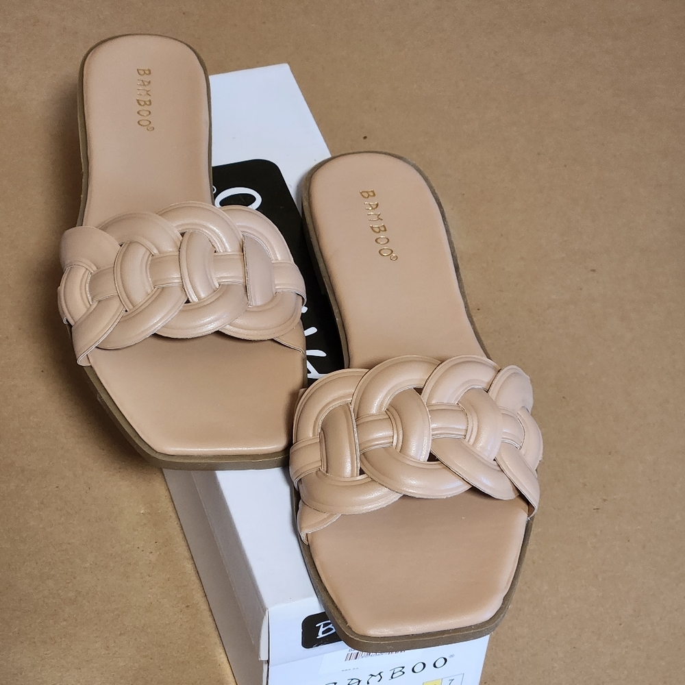 BAMBOO Tan Sandals with Luxurious Braided Straps